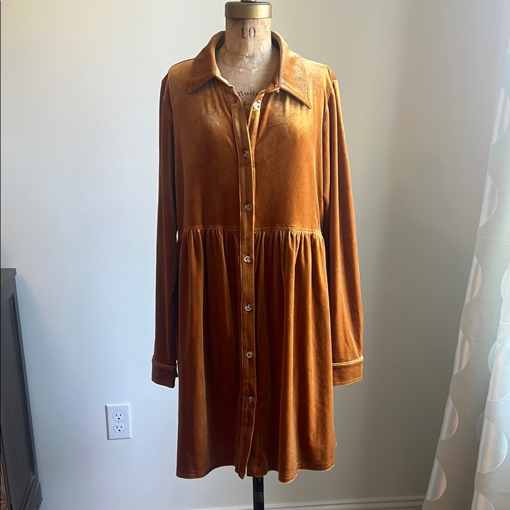 Maternity burnt orange Velvet Dress